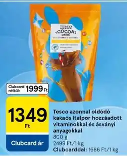 Tesco Tesco azonnal oldódó kakaós italpor hozzáadott vitaminokkal és ásványi anyagokkal ajánlat