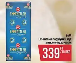 Coop Zott Emmentaler nagylyukú sajt ajánlat