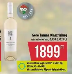 Coop Gere Tamás Olaszrizling ajánlat