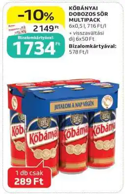 Auchan Kőbányai dobozos sör multipack ajánlat
