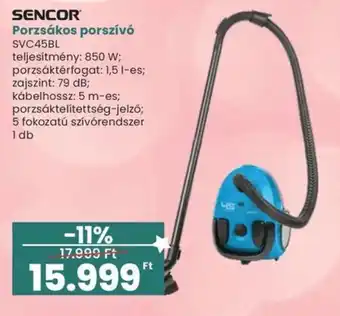 Sencor porzsákos porszívó svc45bl