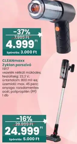 Spar Cleanmaxx zyklon porszívó 19117 ajánlat