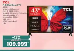 Spar TCL FHD Qled Smart TV 43S5L ajánlat