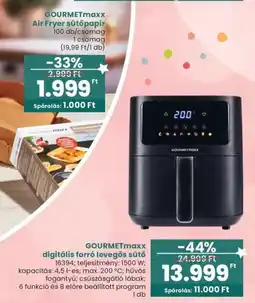 Spar Gourmetmaxx digitális forró levegős sütő ajánlat