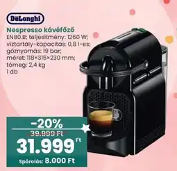 Spar DeLonghi nespresso kávéfőző ajánlat