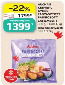 Auchan AUCHAN KEDVENC GYORS-FAGYASZTOTT PANÍROZOTT CAMEMBERT ajánlat