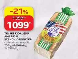Auchan Teljes kiőrlésű, amerikai szendvics kenyér ajánlat