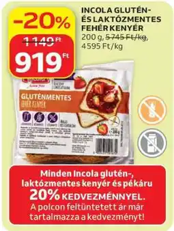 Auchan INCOLA GLUTÉN- ÉS LAKTÓZMENTES FEHÉR KENYÉR ajánlat