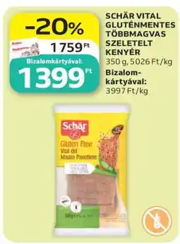 Auchan SCHÄR VITAL GLUTÉNMENTES TÖBBMAGVAS SZELETELT KENYÉR ajánlat