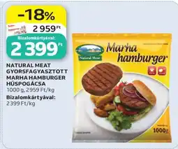 Auchan NATURAL MEAT GYORSFAGYASZTOTT MARHA HAMBURGER HÚSPOGÁCSA ajánlat