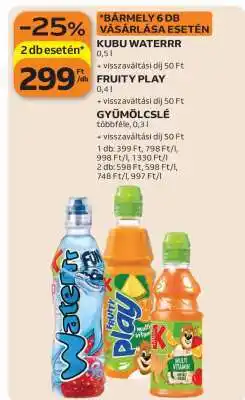 Auchan Kubu Waterrr, Fruity Play, Gyümölcslé ajánlat