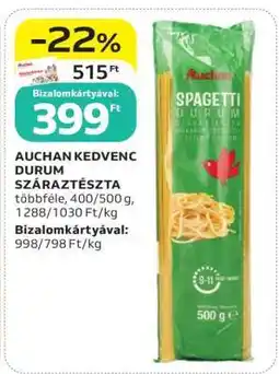 Auchan Auchan Kedvenc Durum Száraztészta ajánlat