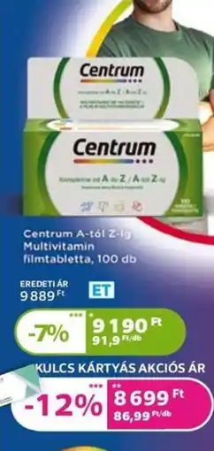 Kulcs Patika Centrum A-tól Z-ig Multivitamin filmtabletta ajánlat