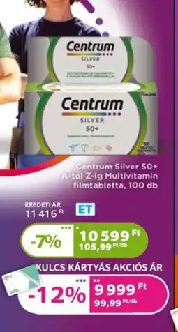 Kulcs Patika Centrum Silver 50+ A-tól Z-ig Multivitamin filmtabletta ajánlat