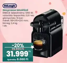 Interspar DeLonghi nespresso kávéfőző ajánlat