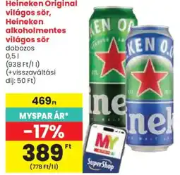 Spar Heineken Original világos sör, Heineken alkoholmentes világos sör ajánlat
