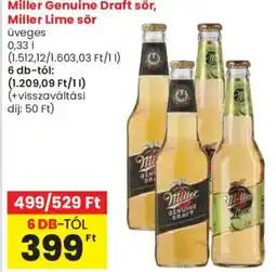 Spar Miller Genuine Draft sör, Miller Lime sör ajánlat
