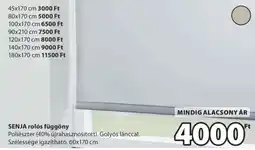 JYSK SENJA ROLÓS FÜGGÖNY ajánlat