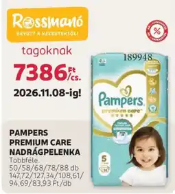 Rossmann Pampers premium care nadrágpelelka ajánlat
