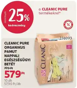Rossmann Cleanic pure organikus pamut nappali egészségügyi betét ajánlat