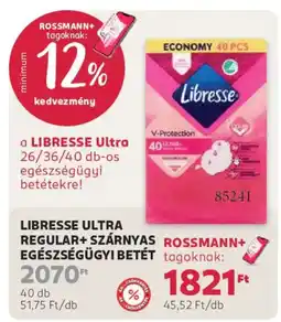 Rossmann libresse ultra regular+ szárnyas egészségügyi betét ajánlat