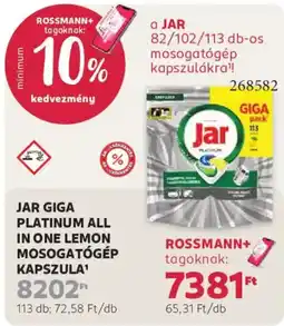 Rossmann Jar mosogatógép kapszula ajánlat