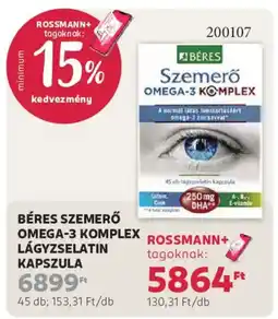 Rossmann Béres szemerő omega-3 komplex lágyzselatin kapszula ajánlat