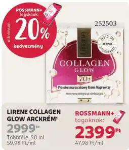 Rossmann Lirene collagen glow arckrém ajánlat