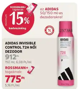 Rossmann adidas invisible control 72h női dezodor ajánlat