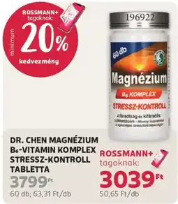 Rossmann Dr. Chen magnézium b6-vitamin komplex stressz-kontroll tabletta ajánlat