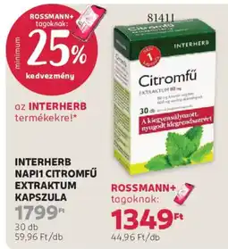Rossmann interherb napi1 citromfű extraktum kapszula ajánlat