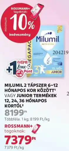 Rossmann Milumil 2 tápszer ajánlat