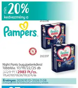 Rossmann Pampers Night Pants bugyipelenkákra ajánlat