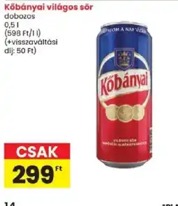 Spar Kőbányai világos sör ajánlat