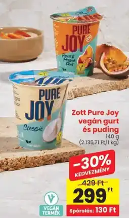 Spar Zott pure joy vegán gurt és pudding ajánlat