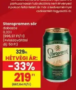 Spar Staropramen sör ajánlat
