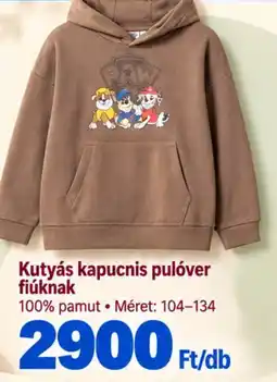 Pepco Paw Patrol kapucnis pulóver ajánlat