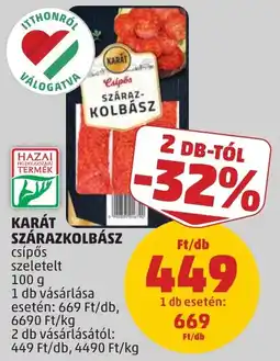 PENNY Karát szárazkolbász csípős ajánlat
