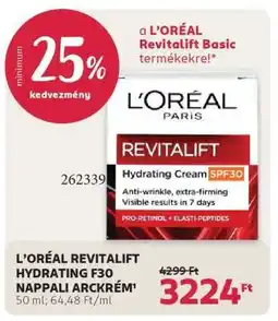 Rossmann L'ORÉAL REVITALIFT HYDRATING F30 NAPPALI ARCKRÉM ajánlat