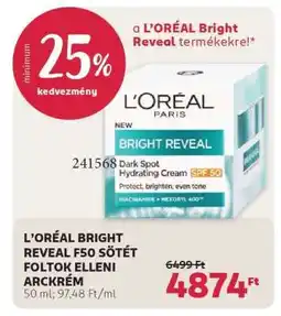 Rossmann L'ORÉAL BRIGHT REVEAL F50 SÖTÉT FOLTOK ELLENI ARCKRÉM ajánlat