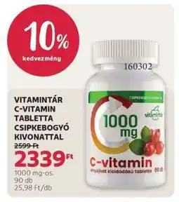 Rossmann VITAMINTÁR C-VITAMIN TABLETTA CSIPKEBOGYÓ KIVONATTAL ajánlat