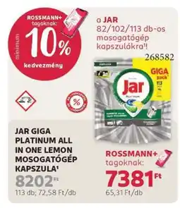 Rossmann JAR GIGA PLATINUM ALL IN ONE LEMON MOSOGATÓGÉP KAPSZULA ajánlat
