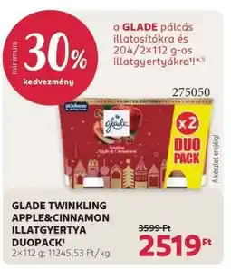 Rossmann GLADE TWINKLING APPLE&CINNAMON ILLATGYERTYA DUOPACK ajánlat