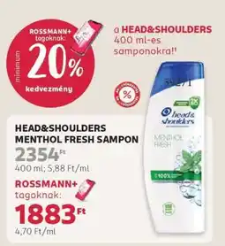 Rossmann HEAD&SHOULDERS MENTHOL FRESH SAMPON ajánlat