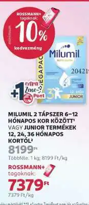 Rossmann MILUMIL 2 TÁPSZER 6–12 HÓNAPOS KOR KÖZÖTT VAGY JUNIOR TERMÉKEK 12, 24, 36 HÓNAPOS KORTÓL ajánlat
