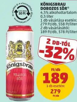 PENNY Königsbrau dobozos sör ajánlat
