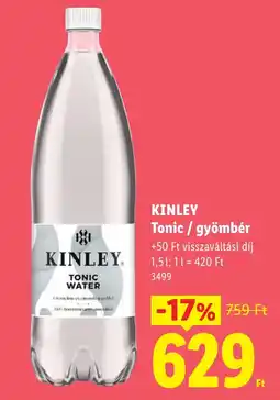 Lidl Kinley tonic water ajánlat