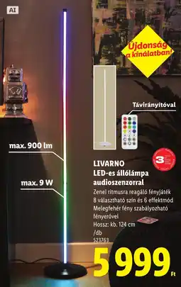 Lidl Livarno led-es állólampa audioszenzorral ajánlat