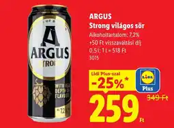 Lidl Argus strong világos sör ajánlat