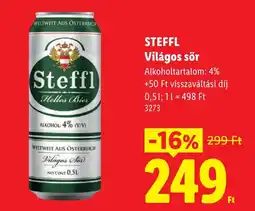 Lidl Steffl világos sör ajánlat